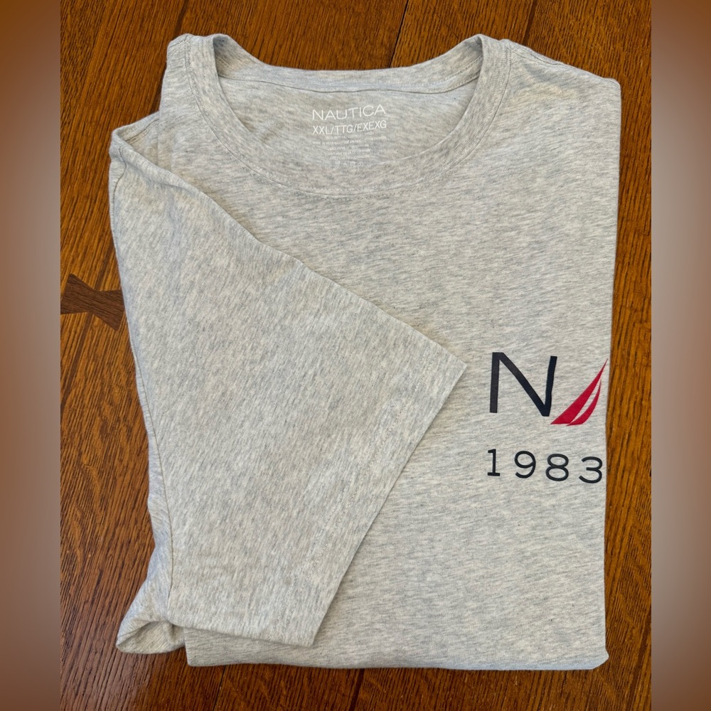 Nautica crew neck short sleeve T-shirt Heather Gray Men's XXL NWOT nautical sail